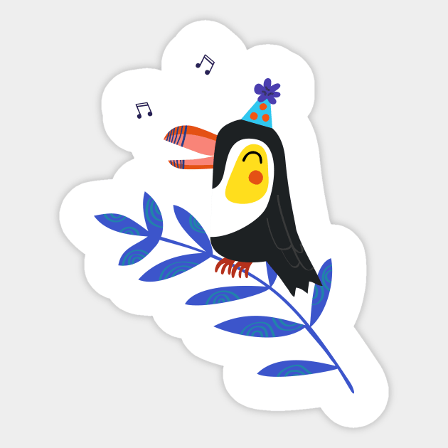 Party Toucan Sticker by Rosalind Maroney Illustration